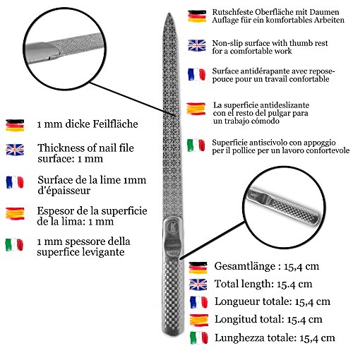 K-Pro Nagelfeile aus Edelstahl – Grobe und Feine Körnung – Edelstahlfeile zum Fingernägel feilen - 3