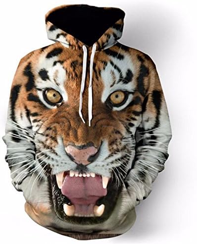 WHLWY Fashion Printing Hoodies 3D Tiger Hat Pocket Hoodies Male Hooded Men Sweater Sweater 6Xl Hoodies