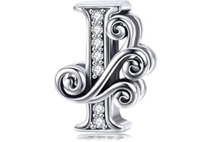 TIZU Charm Lettere in Argento 925 Ciondolo Originale Compatibile Braccialetti Charms Iniziale per Donna Bambine
