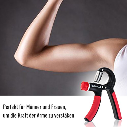 Anpro Handgreif-Trainer Hand-Trainingsgerät – der beste Griff-Verstärker für die Entwicklung der Hand- und Unterarmmuskulatur – einstellbarer Widerstandsbereich von 10 bis 40 kg perfekt für Handmuskeltrainer Fingertrainer Unterarmmuskulatur und Hand Rehabilitation Fitnesstraining (Rot und Schwarz) - 6