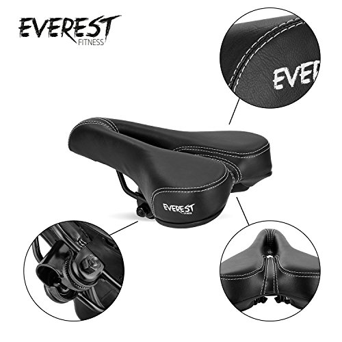 EVEREST FITNESS Komfort Trekking-Fahrradsattel für Herren aus weichem Synthetik-Leder mit 2 Jahren Zufriedenheitsgarantie – Fahrrad-Sitz / Fahrrad-Sattel / MTB Sattel / Mountainbike-Sattel /Elastomere-Dämpfung - 2