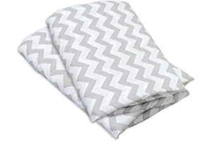 PuckDaddy House bed curtain Svea - 146 x 298 cm, set of 2 fabric canopy made of 100% cotton in white with chevron pattern, bed curtain for children's room