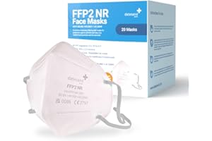 Datesand Group FFP2 NR Protective Respiratory Filtering Face Masks for Protection against Airborne Particles Non-Volatile Liquid Particles and Bio-Aerosols pack of 20 (1) Box of 20