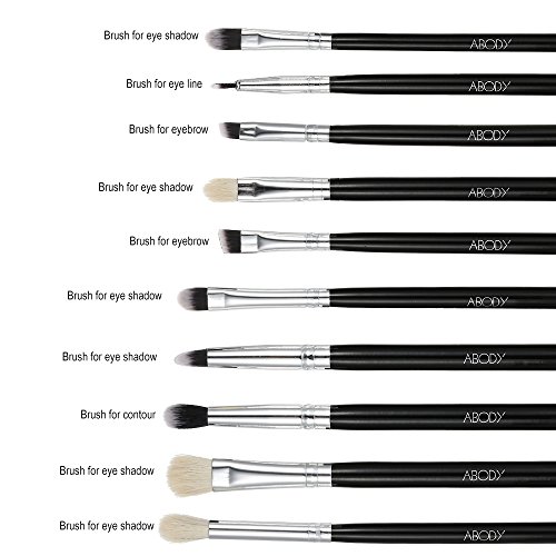 Abody 10St Augenpinsel Set Make-Up Pinselset Kosmetik zum Auftragen von Augen mit Schwarzer Tasche - 2