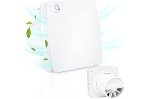 SWANEW Ø100mm Badlüfter Ventilator mit Feuchtesensor, Rückstauklappe und Timer, Badezimmerlüfter Decken und Wandmontage, Wandventilator gegen Feuchtigkeit und Schimmel (Stil A)