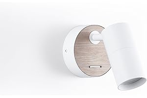B·LED BARCELONA LED BARCELONA LED - Aplique de Pared LED VILSA con Foco Orientable – Diseño Minimalista. Acabado Madera – Interruptor Integrado – Casquillo GU10, para cabeceros de cama, Dormitorios, Sala de Estudio.