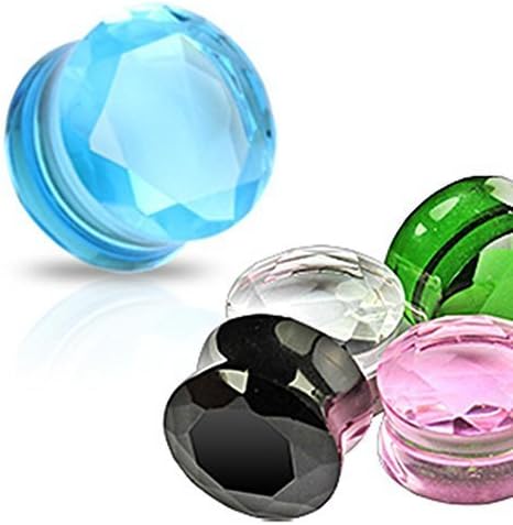 Coolbodyart Flesh Plug Facetted Glass 8 mm Transparent Green/Black/Pink/Turquoise black