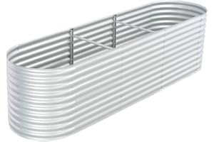 KOIECETA Hochbeet Stahl Silbern 320x80x81 cm Gemüsebeet Pflanzbeet Pflanzkasten Hochbeete für Garten Metall