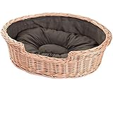 e-wicker24 502-60 Brąz Hundekorb aus Weide, Korb, honiggelb, 60 x 43 x 19 cm