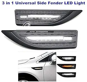 Zimba Car Side Fender Light with 3 Colour Led Light and Turn Signal Indicator Light