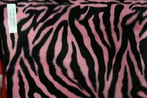 Velboa Animal Print Faux / Fake Fur Zebra Small Pink Fabric By the Yard by Fabric Drapery