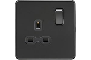 Knightsbridge SFR7000MBB Screwless 13A 1G DP Switched Socket Insert, 230 V, Matt Black