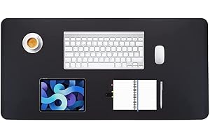 PINKCAT Tapis de bureau, 80 x 40 cm grand tapis de souris, maison, tapis d'écriture en cuir suédé antidérapant imperméable tapis de Portable pour Bureau Maison et Gaming (noir)