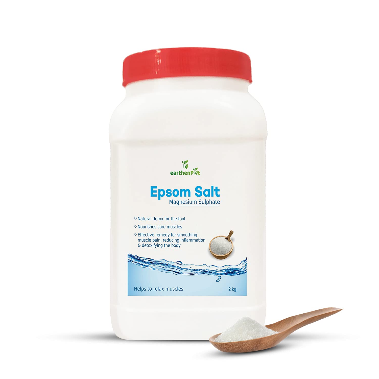 EarthenPot Epsom Bath Salt granule for Foot, Body Relax, Muscle, Relieves Aches & Pain, 2 kg