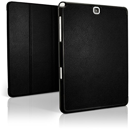 igadgitz Schwarz PU Ledertasche Hülle Smart Cover für Samsung Galaxy Tab A 9.7″ SM-T550 mit Multi-Winkel Betrachtungs + Auto Sleep/Wake + Displayschutzfolie - 2