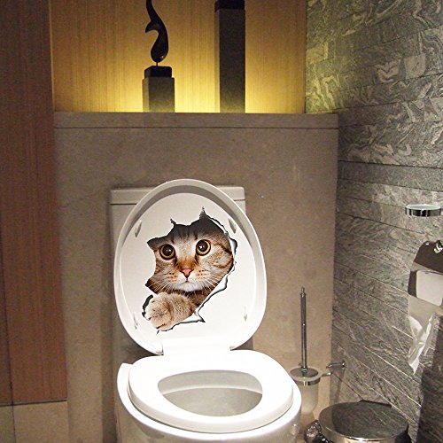 Ufengke® 3D Beschädigte Wand Nette Katze Wandabziehbilder,Wohnzimmer Schlafzimmer Entfernbare Wandtattoos Wandbilder