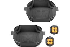 DZPUHUOJZ Accessori Friggitrice Ad Aria Quadrata, 2-Pezzi Teglie, Contenitori per Cestello in Silicone