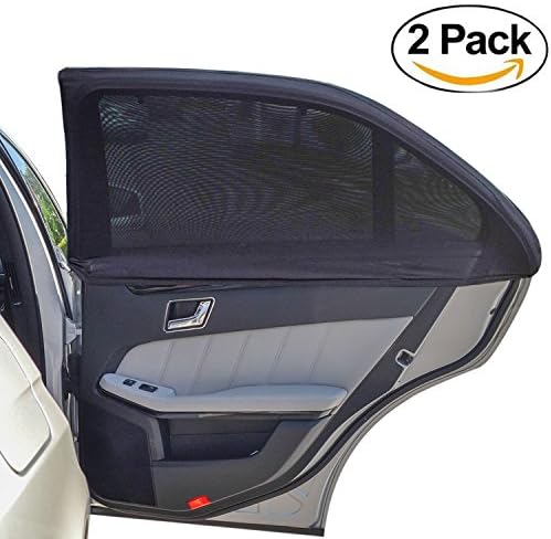 Carmoni Car Side Window Sun Shade - Car Sunshade Protector - Universal Fit Slip On Stretchable Mesh Protective - Protect your kids and pets in the back seat from sun glare and heat - 2 Pack