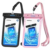 【PRIMA DE MATERIAL CON DISEO PORTÁTIL】 Hecho de PVC transparente de primera calidad, la bolsa impermeable transparente permite mantener la belleza original de su teléfono. Dise?o exquisito con un cordón desmontable para colgar libremente alrededor del cuello