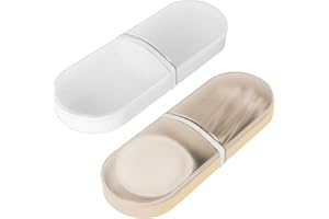 Adorila 2 Pack Travel Cotton Swab Qtip Holder, Lightweight Plastic Container Dispenser Box with 2 Slots, Portable Cotton Swab Makeup Pads Storage Box with Lid, Suitable for Travel (White, Beige)