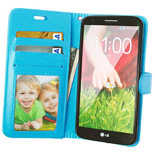 Nancen LG G2 / D802 (5,2 Zoll) Lederhülle Neu Style Acht Farbe Weich PU Flip Case Ledertasche / Schutz Etui, Einfach Vintage Kollektion Karten Slot Foto Wallet Hülle Handy Tasche Zubehör - 7