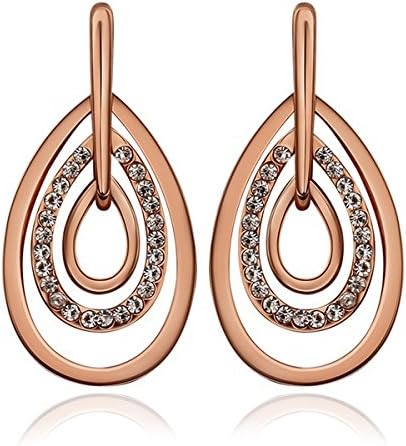 Rose Jewellery Women's 18k Rose Gold Plated Raindrop Hanging Earrings With Swarovski Elements