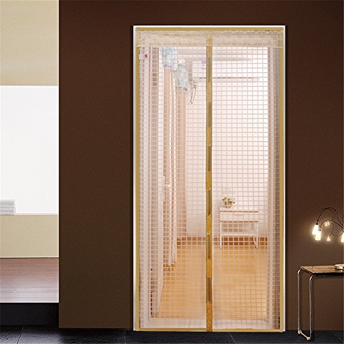 Preisvergleich Produktbild GZQHH GWQ Magnetische Bildschirmtür - Premium Feuerhemmendes Fiberglas Heavy Duty Mesh Fliegenvorhang Mesh Repellent Bands Von Oben Nach Unten Schließt Automatisch Haustiere Freundlich,Beige,90*200Cm