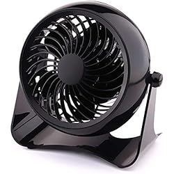 anaoo Mini Ventilateur USB, Ventilateur Puissant, Ventilateurs Noir de Table à Piles, Petit Ventilateur Portable, Rotation de 360°, pour Bureau, Classe, Chambre, Voiture