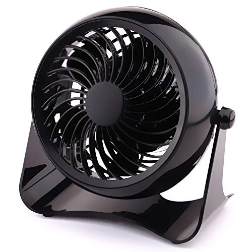 anaoo Mini Ventilateur USB, Ventilateur Puissant, Ventilateurs Noir de Table à Piles, Petit Ventilateur Portable, Rotation de 360°, pour Bureau, Classe, Chambre, Voiture