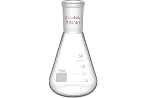 stonylab Matraz Erlenmeyer de Cristal 24/40, Erlenmeyer Flask Frasco de Laboratorio de Pared Gruesa de Vidrio de Borosilicato con Junta Exterior Cónica Estándar 24/40-50ml