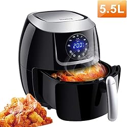 Nestling® 5,5 L 1500 W Friteuse à air avec affichage numérique, minuterie et réglage de la température entièrement réglable pour une cuisson sans huile et une recette saine, sans graisse