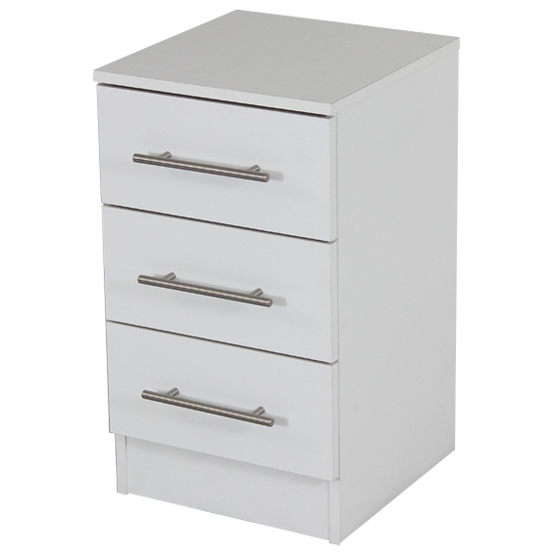White Bedside End Table Small Narrow Chest 3 Drawers Nightstand