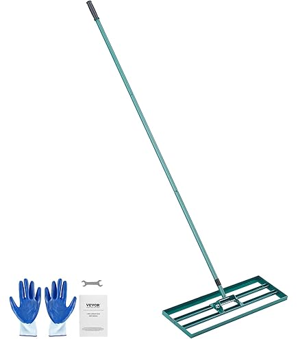 Râteau Nivellement Pelouse 115x25 Cm - Professionnel, Barre Réglable, Poignée Caoutchouc Antidérapante