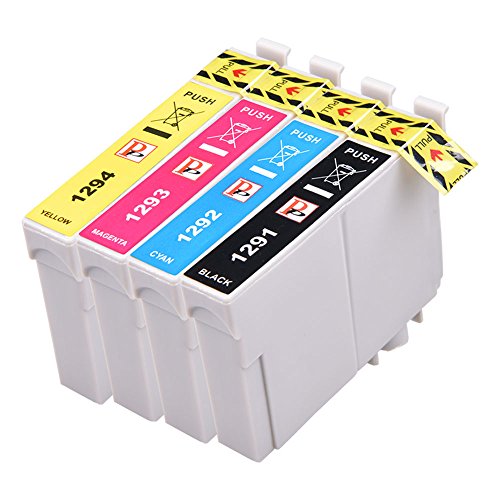 PerfectPrint Kompatibel Tinte Patrone Ersetzen für Epson Stylus SX-230 235W 420W 425W 435W 440 445W 525WD 535WD 620FW Stylus Office B42WD BX-305F 305FW T1295 (Schwarz/Cyan/Magenta/Gelb, 4-pack)