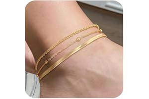 Kenivira Anklets for Women, Dainty Layered Waterproof Anklet for Women Adjustable, Anklet Set Beaded Rope Link Beach Ankle Bracelets for Women
