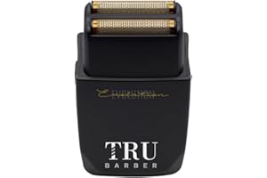 TRU BARBER Rasoio elettrico uomo professionale a lamina in titanio – Taglio preciso e veloce 9000 giri/min per barba, capelli e testa calva – Ideale per uso domestico e barbiere