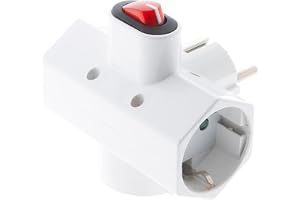 Zenitech - Triplite Schuko 16A Med Strömbrytare - Grenuttag 3 Uttag Kompatibla Med Elektriska Apparater - Maximal Effekt 2300
