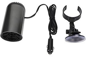 LONGZHUO Car Heater Defroster, Heating Defrost Defogger, 12V Portable Car Heater Fan, Cup Shape Car Warm Air Blower Fast Heating 180° Rotating Mini Car Heater with Bracket for Cars
