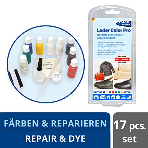 1-2-3 REPAIR Kit Tinte reparador Cuero y Cuero sintético Color Pro 17 Piezas, Multicolor