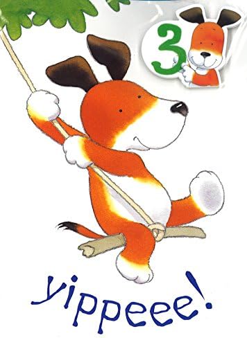 Kipper the Dog Age 3 Birthday Card with Badge and Envelope