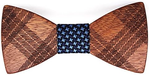 Bow ties in wood with blue fabric