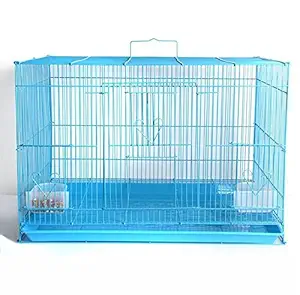 NATLIS 15 Inches Bird Cage, House for Parrot, Rabbit and Small Pets with 2 Feeding Cup and 1 Perch with Secure Lock (Blue.)