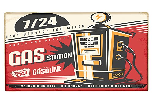 Preisvergleich Produktbild Fußmatte Oldtimer Auto Tankstelle 24 bedruckt 99x55 cm