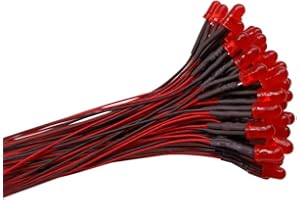 YIXISI 50 Pièces 12V Diodes LED Pre-Wired Round Top Ampoule Lampe, 5mm Diode Ampoule, Lumière Diffusée Lentille Colorée Petites Lampes à LED (Rouge)