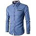 Produktbild Kobay Herren Beiläufig Langarmhemd Business Slim Fit Hemd Cowboy Bluse Oberteil