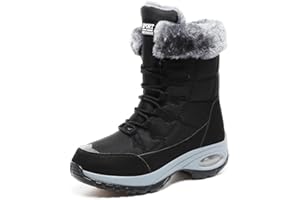 YESWIN Snow Boots Womens Waterproof Warm Fur Lined Ankle Boots Winter Outdoor Lace Up Walking Boots Non-slip Air Cushion Boots for Women