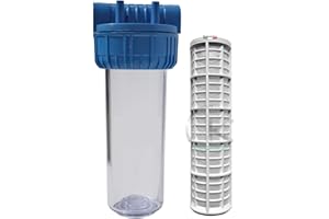 WK Contenitore Filtro 10" 3/4" Tipo 3 Pezzi Staffabili con Cartuccia in Nylon lavabile e riutilizzabile 10" - Made in Italy - Struttura Robusta e Versatile per Filtrazione dell'Acqua