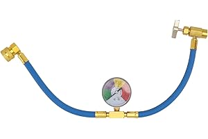 VOSAREA Air Conditioner Refrigerant Fill Hose R134A with Gauge for Car (1/2 Thread for America and Europe)