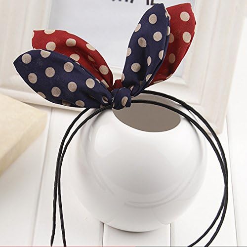 Miya1 x Hochwerige Girls Hair Band, Alice Band with Cute Bunny Earrings Dot lehmgelb, Rockabilly Headband Hair Accessory Hair Accessory โ Dark Blue