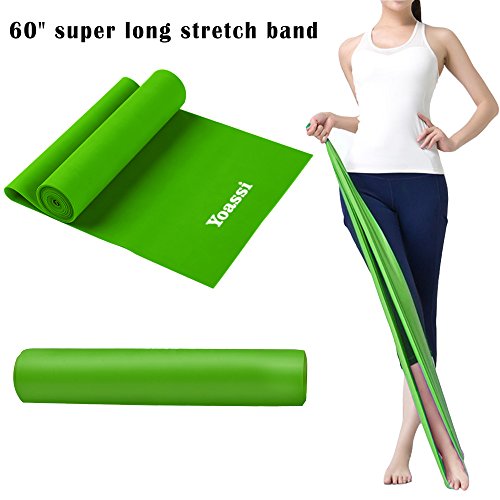 Yoassi Fitnessband 150 × 15 cm mit 4er-Set Widerstand-Bänder 30 × 5 cm in 4 Zugkraftstärken Trainingsbänder aus 100% Naturlatex - 4